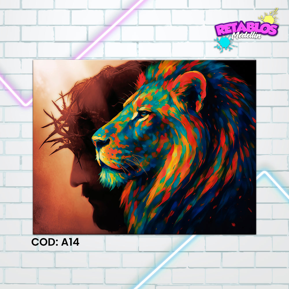 A14 LEON COLORIDO CON SOMBRA DE CRISTO