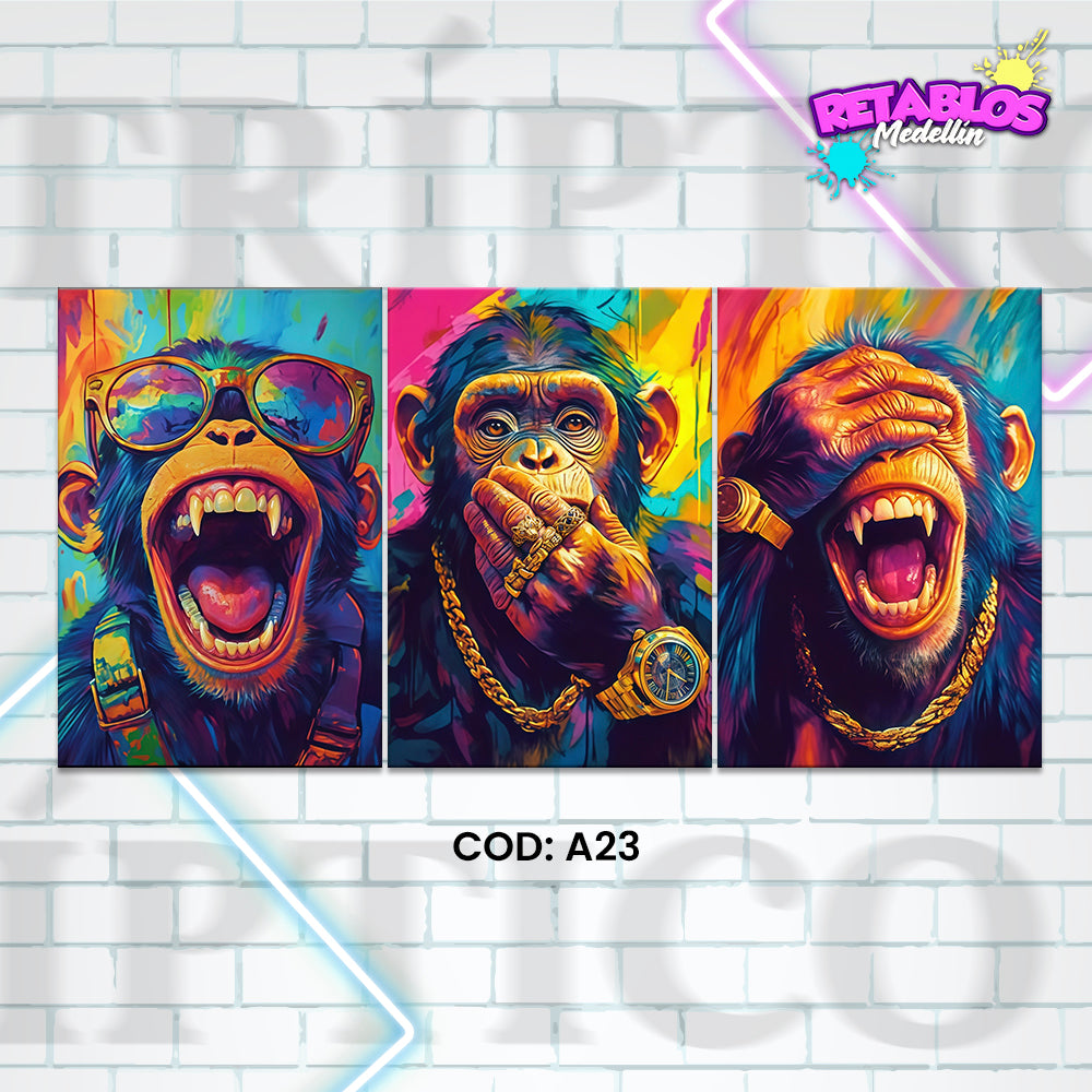 A23 3 MONOS POP ART 3 PIEZAS