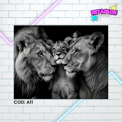 A11 FAMILIA DE LEONES BW