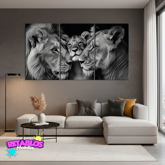 A11 FAMILIA DE LEONES BW 3 PIEZAS