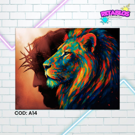 A14 LEON COLORIDO CON SOMBRA DE CRISTO