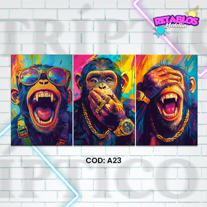 A23 3 MONOS POP ART 3 PIEZAS